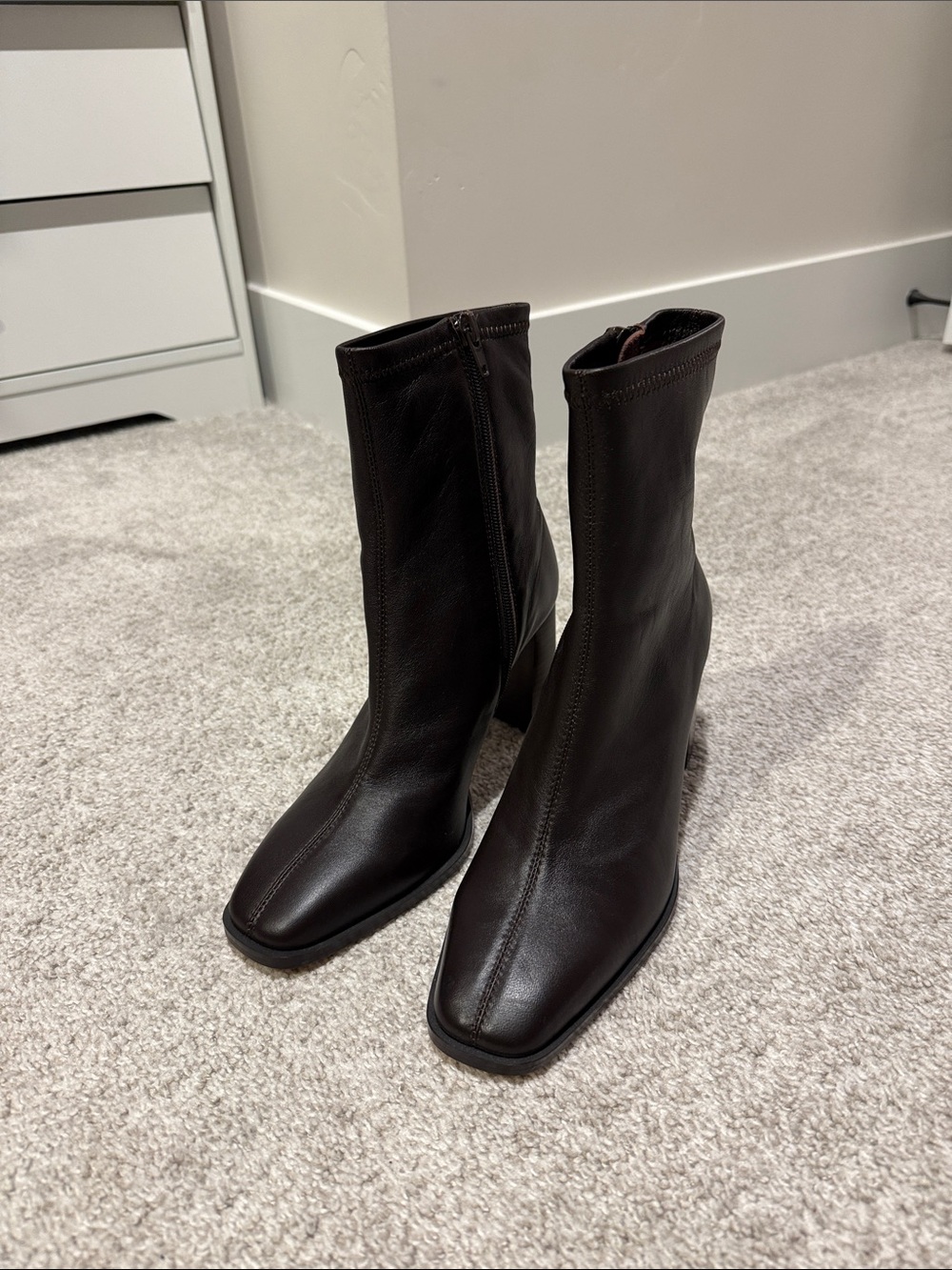 Tony Bianco Rover Chocolate Nappa Square-Toe Ankle Boots